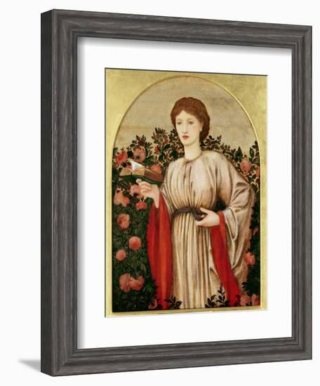 Girl with Book with Roses Behind-Edward Burne-Jones-Framed Giclee Print