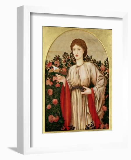 Girl with Book with Roses Behind-Edward Burne-Jones-Framed Giclee Print