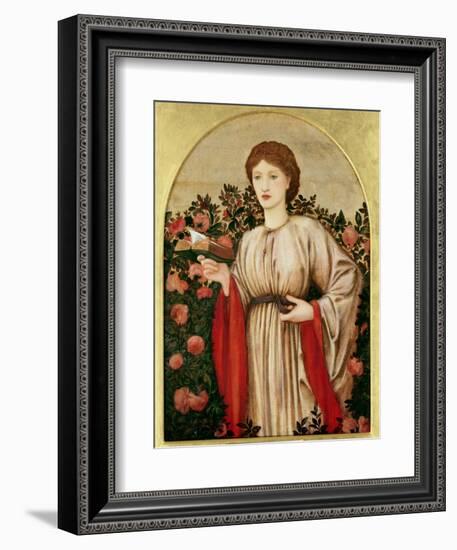 Girl with Book with Roses Behind-Edward Burne-Jones-Framed Giclee Print