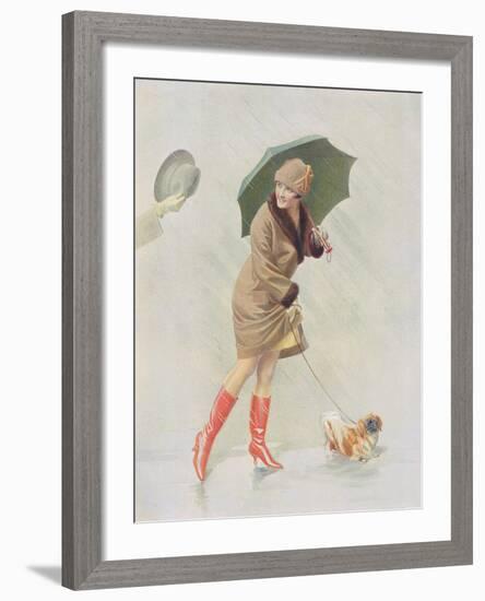 Girl with Boots and Dog-The Vintage Collection-Framed Giclee Print