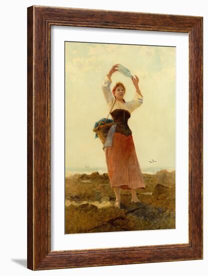 Girl with Bottle Post watercolor-Hector Caffieri-Framed Giclee Print