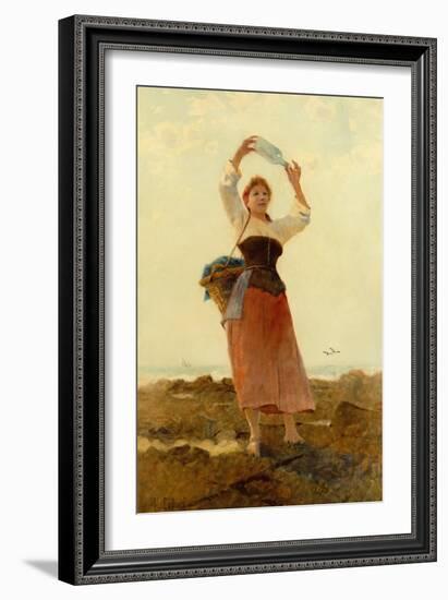 Girl with Bottle Post watercolor-Hector Caffieri-Framed Giclee Print