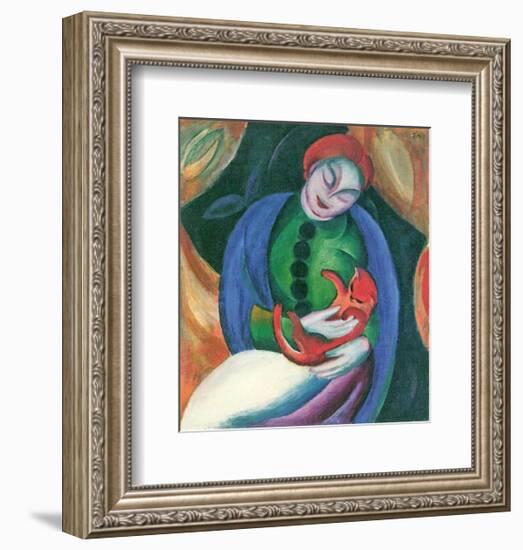 Girl with Cat II-Franz Marc-Framed Art Print