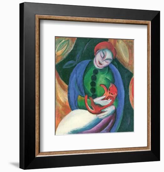 Girl with Cat II-Franz Marc-Framed Art Print