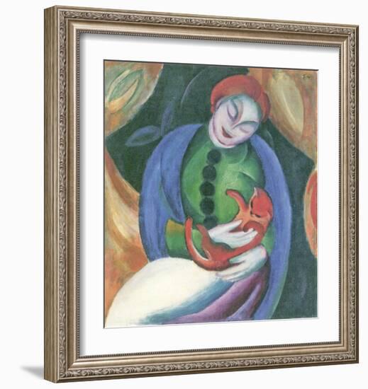 Girl with Cat II-Franz Marc-Framed Art Print