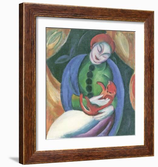 Girl with Cat II-Franz Marc-Framed Art Print