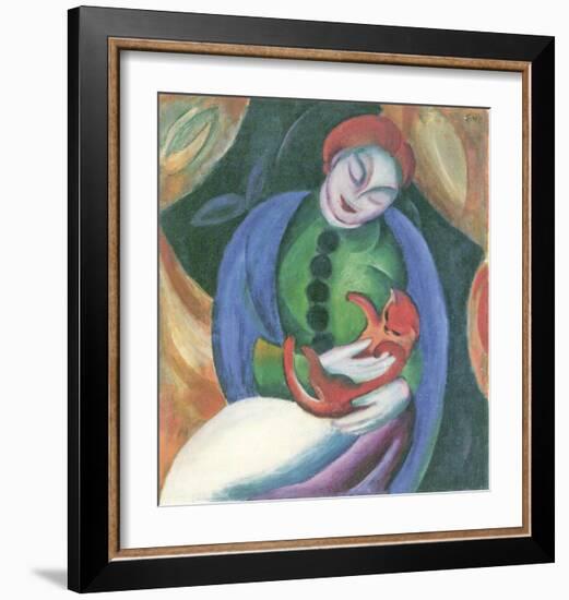 Girl with Cat II-Franz Marc-Framed Art Print