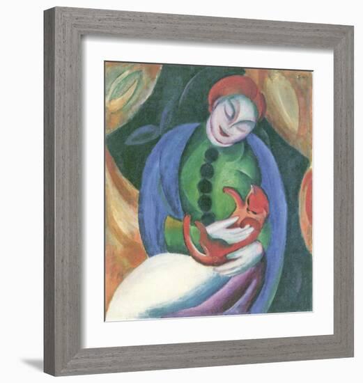 Girl with Cat II-Franz Marc-Framed Art Print