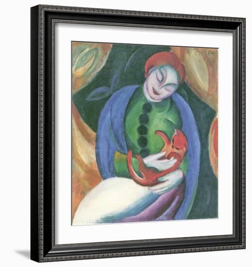 Girl with Cat II-Franz Marc-Framed Art Print