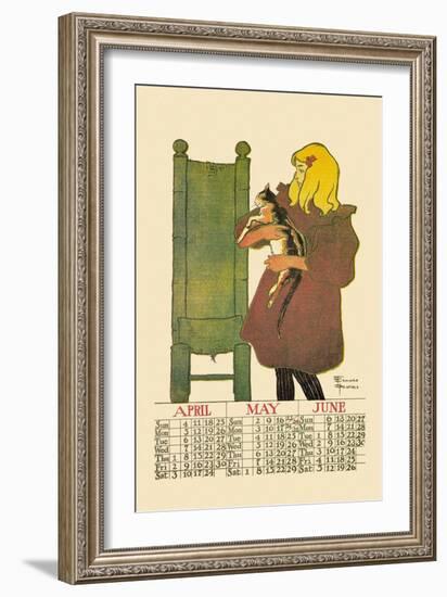 Girl with Cat-Edward Penfield-Framed Art Print