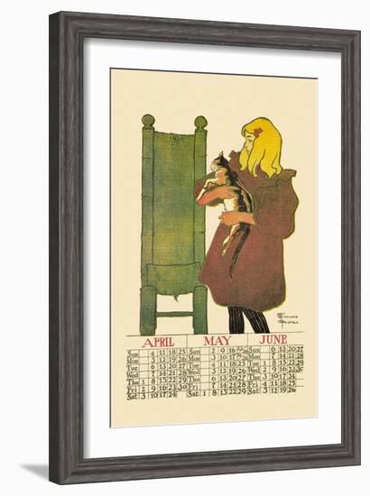 Girl with Cat-Edward Penfield-Framed Art Print