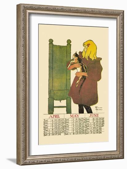 Girl with Cat-Edward Penfield-Framed Art Print