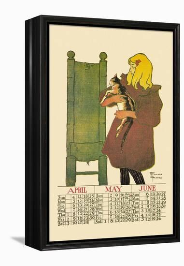 Girl with Cat-Edward Penfield-Framed Stretched Canvas