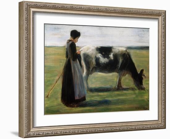 Girl with Cow, 19th Century-Max Liebermann-Framed Giclee Print