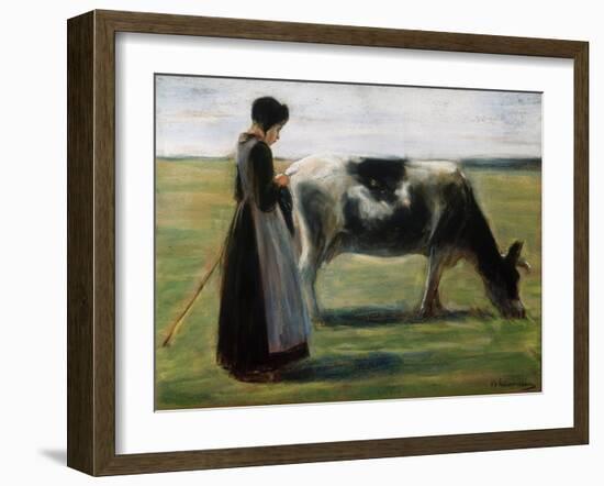 Girl with Cow, 19th Century-Max Liebermann-Framed Giclee Print