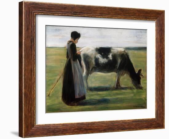 Girl with Cow, 19th Century-Max Liebermann-Framed Giclee Print