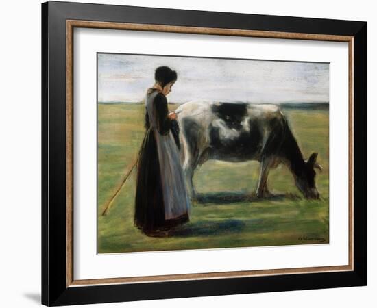 Girl with Cow, 19th Century-Max Liebermann-Framed Giclee Print