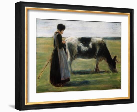 Girl with Cow, 19th Century-Max Liebermann-Framed Giclee Print