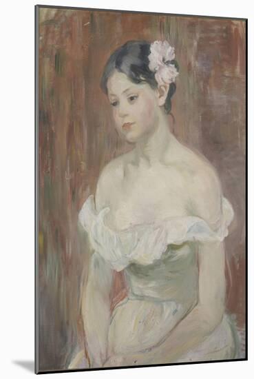 Girl with Decollete (The Flower in Hai)-Berthe Morisot-Mounted Giclee Print