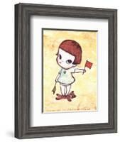 Girl with Direction Indicator Flags, c.1996-Yoshitomo Nara-Framed Art Print