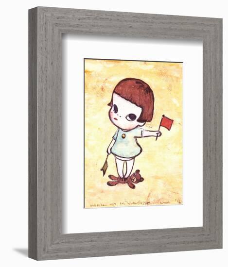 Girl with Direction Indicator Flags, c.1996-Yoshitomo Nara-Framed Art Print