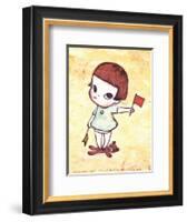 Girl with Direction Indicator Flags, c.1996-Yoshitomo Nara-Framed Art Print