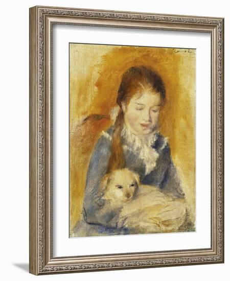 Girl with Dog-Pierre-Auguste Renoir-Framed Giclee Print