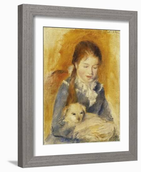 Girl with Dog-Pierre-Auguste Renoir-Framed Giclee Print