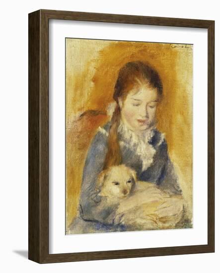 Girl with Dog-Pierre-Auguste Renoir-Framed Giclee Print