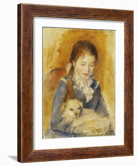 Girl with Dog-Pierre-Auguste Renoir-Framed Giclee Print