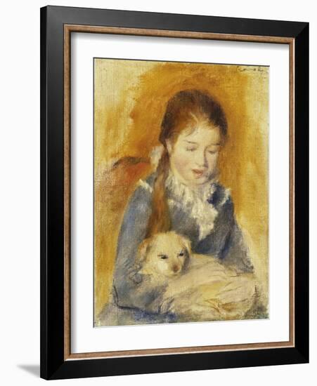 Girl with Dog-Pierre-Auguste Renoir-Framed Giclee Print