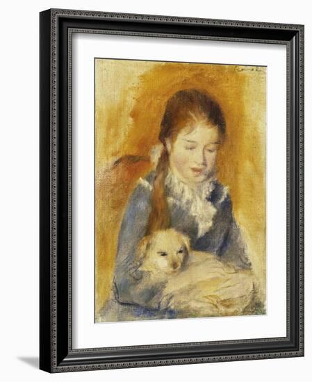 Girl with Dog-Pierre-Auguste Renoir-Framed Giclee Print