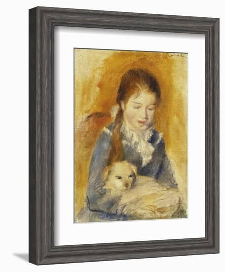Girl with Dog-Pierre-Auguste Renoir-Framed Premium Giclee Print
