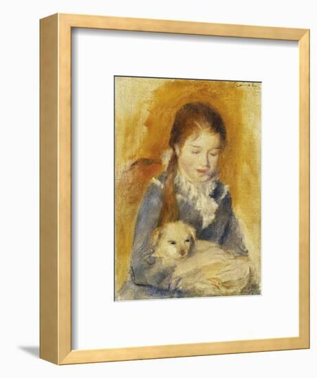 Girl with Dog-Pierre-Auguste Renoir-Framed Premium Giclee Print