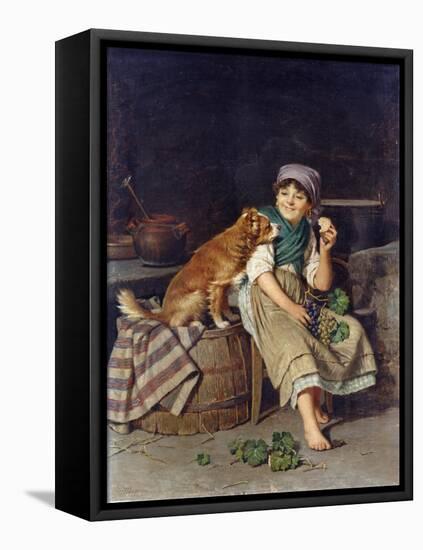 Girl with Dog-Federico Mazzotta-Framed Premier Image Canvas