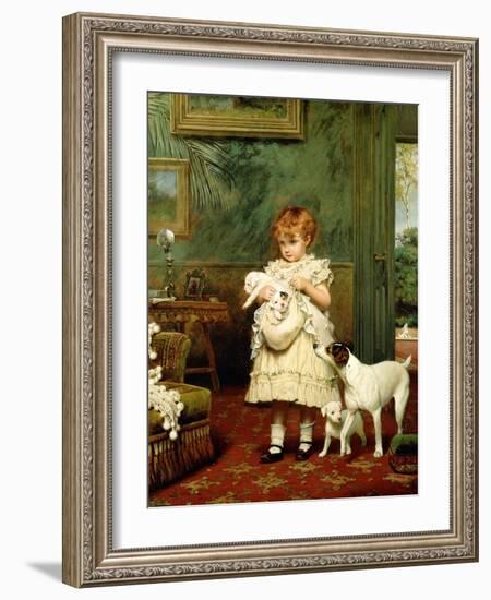 Girl with Dogs, 1893-Charles Burton Barber-Framed Giclee Print