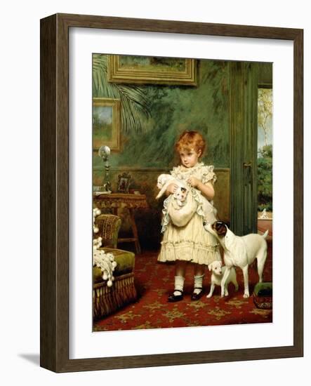 Girl with Dogs, 1893-Charles Burton Barber-Framed Giclee Print