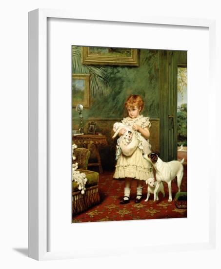 Girl with Dogs, 1893-Charles Burton Barber-Framed Giclee Print