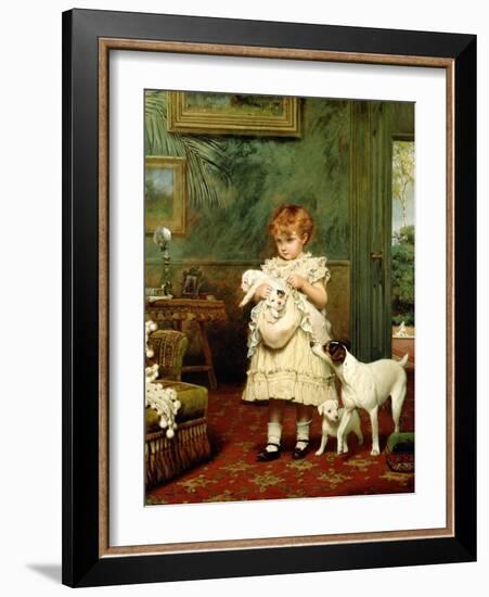 Girl with Dogs, 1893-Charles Burton Barber-Framed Giclee Print