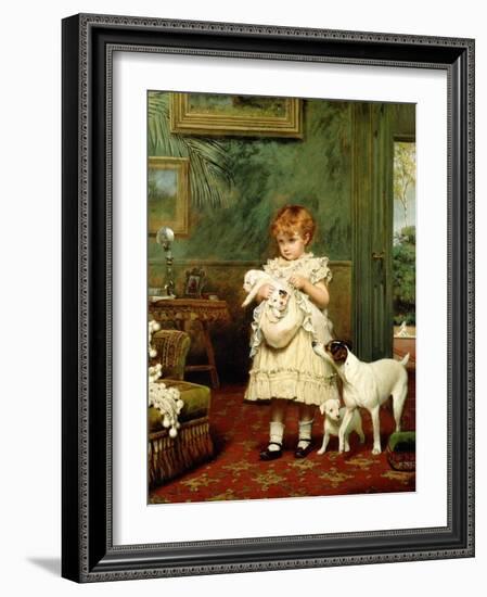 Girl with Dogs, 1893-Charles Burton Barber-Framed Giclee Print