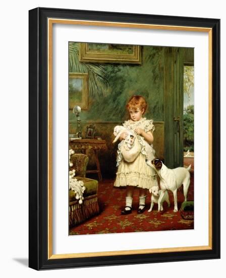 Girl with Dogs, 1893-Charles Burton Barber-Framed Giclee Print