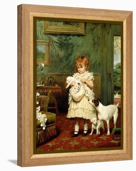 Girl with Dogs, 1893-Charles Burton Barber-Framed Premier Image Canvas