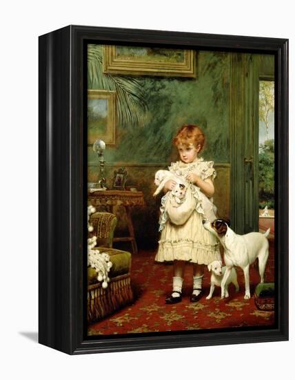 Girl with Dogs, 1893-Charles Burton Barber-Framed Premier Image Canvas