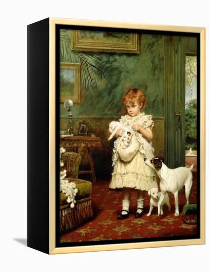 Girl with Dogs, 1893-Charles Burton Barber-Framed Premier Image Canvas