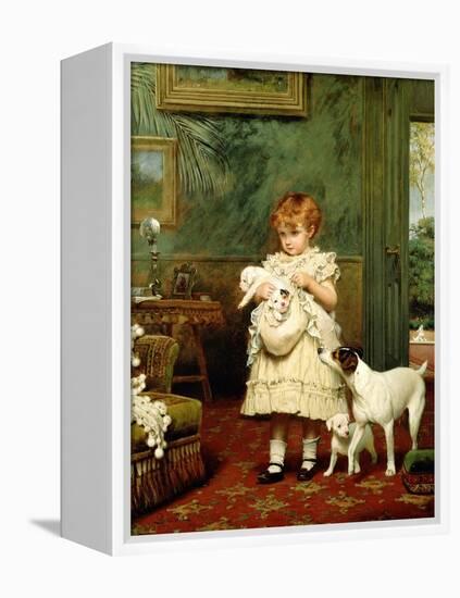 Girl with Dogs, 1893-Charles Burton Barber-Framed Premier Image Canvas