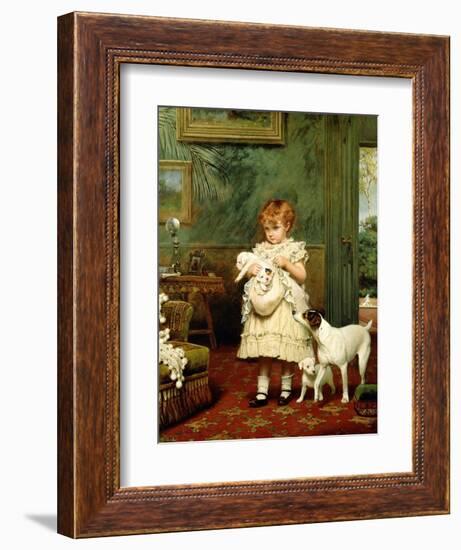 Girl with Dogs, 1893-Charles Burton Barber-Framed Giclee Print