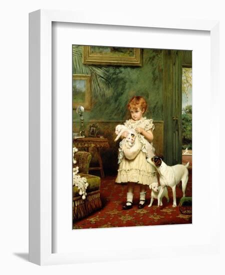 Girl with Dogs, 1893-Charles Burton Barber-Framed Giclee Print