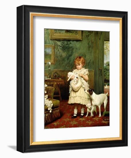 Girl with Dogs, 1893-Charles Burton Barber-Framed Giclee Print