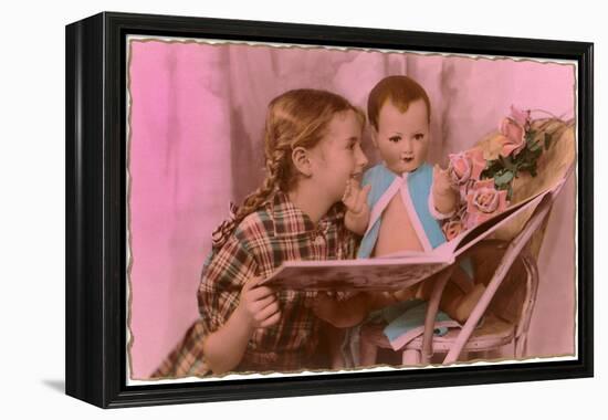 Girl with Doll and Roses-null-Framed Stretched Canvas