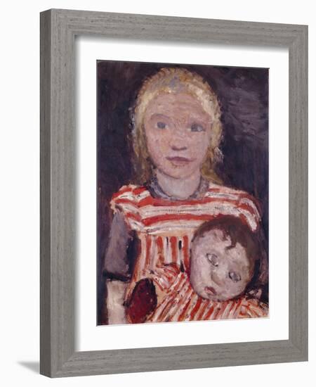 Girl with doll. Around 1903-Paula Modersohn-Becker-Framed Giclee Print